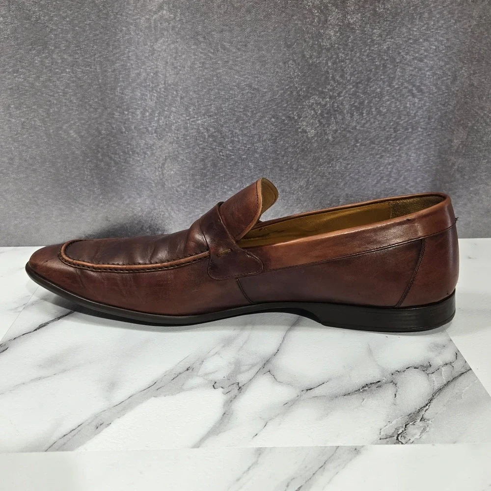 Magnanni Lino Loafers Mens Size 10 Brown Leather Buckle Strap Dress Shoes Spain